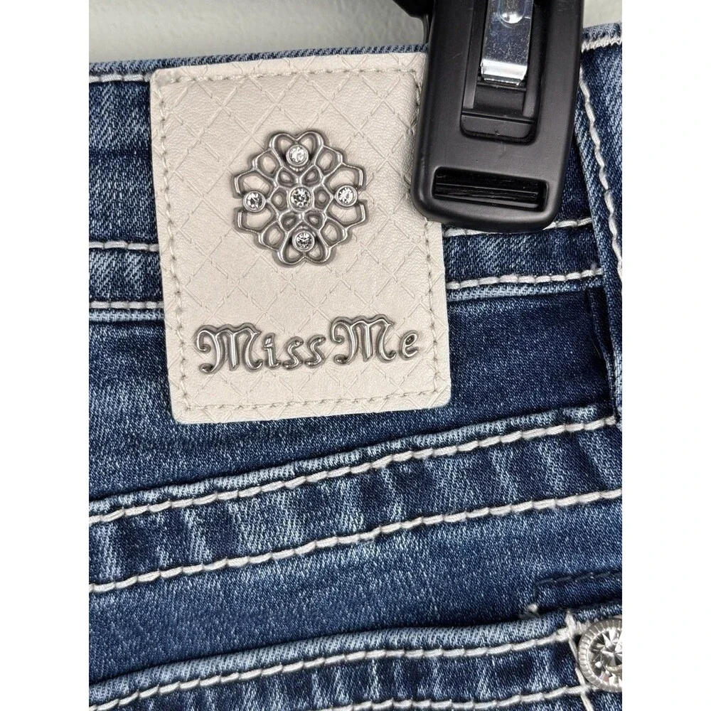 Y2K Miss Me Butterfly Cutoff Bling Rhinestone Denim Shorts Sz 27 - Picture 4 of 6